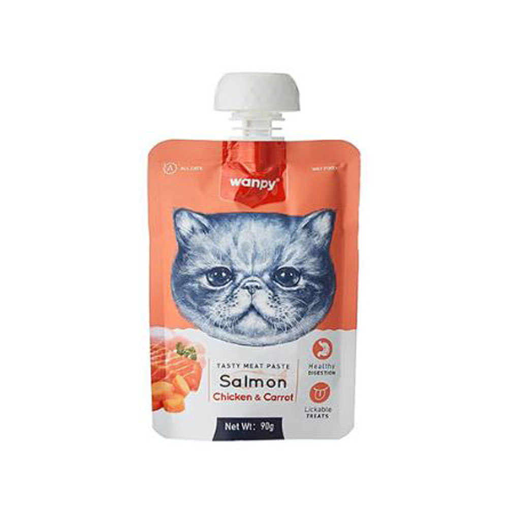 Wanpy Salmon/Chicken & Carrot Wet Pouches for Adult/Kitten 90gr