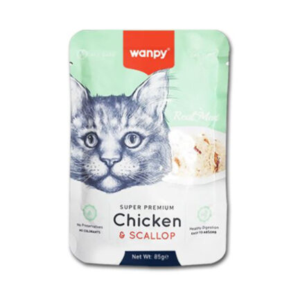 Wanpy Real Meat Adult Cat & Kitten Chicken/Scallop Sachet 85gr