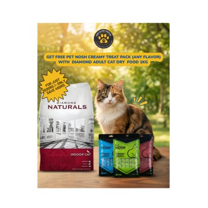 Bundle Offer:Diamond Natural Adult Cat Dry Food 1KG with FREE Pet Nosh Creamy Treat