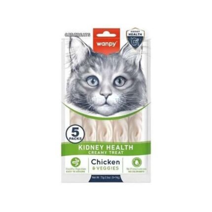 Wanpy Medicated Chicken & Veggie Kidney Care Creamy Treat – 70gr for Cats in Rawalpindi
