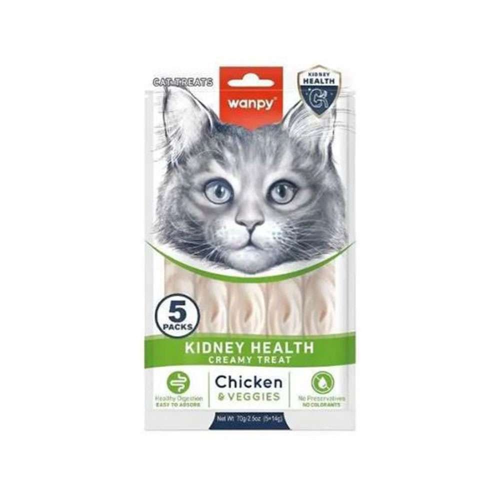 Wanpy Medicated Chicken & Veggie Kidney Care Creamy Treat – 70gr for Cats in Rawalpindi