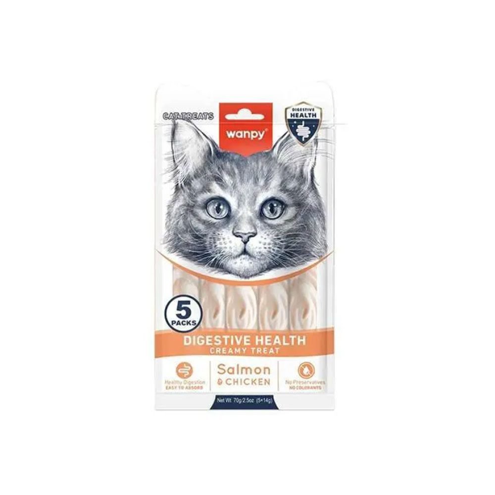 Wanpy Salmon & Chicken Digestive Health Creamy Treat – 70gr for Cats in Rawalpindi