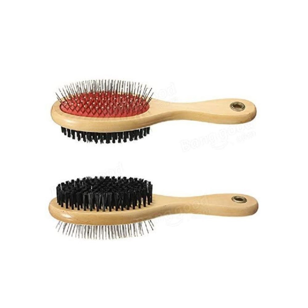 Double Sided Pet Brush in Karachi – Large Wooden Grooming Tool