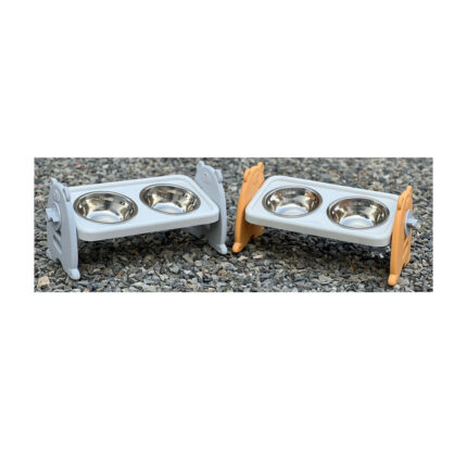 Twin Elevated Steel Bowl ( 14.5 Length X 6.5 Width X 7 Height) Inches