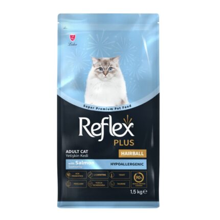 Reflex Plus Hairball with Salmon 1.5kg Dry Food for Adult Cats