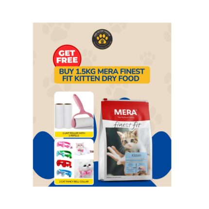 Mera Kitten(Finest Fit) Dry Food in Poultry flavor 1.5kg with FREE Lint Roller/Refill/Cat Collar