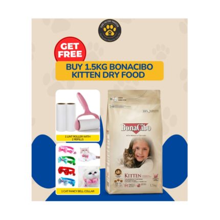 Bonacibo Kitten Chicken Dry Food 1.5kg with FREE Lint Roller/Refill/Cat Collars