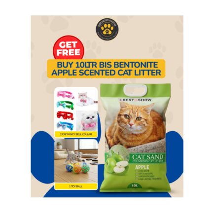 10Ltr BIS Apple Scented Bentonite Cat Litter with FREE Cat Bell Collar/Toy Ball