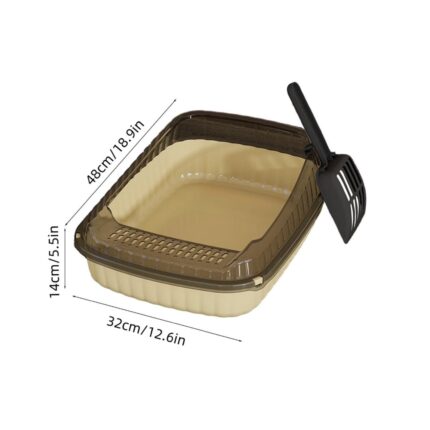 Grey Coloured Large Imported Litter Tray with scoop(18.5 x 12.5 x 5.5) Inches