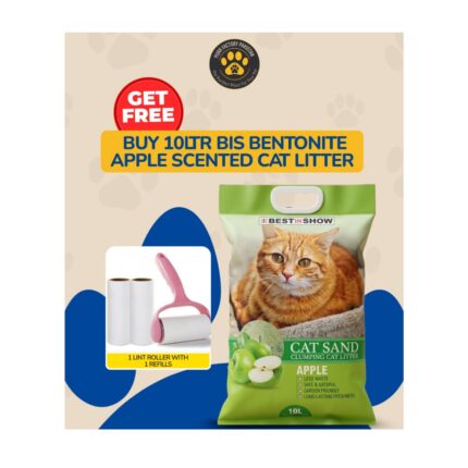 10Ltr BIS Apple Scented Bentonite Cat Litter with FREE Lint Roller/Refill