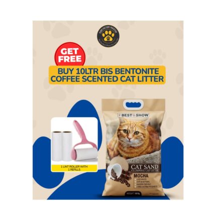 10Ltr BIS Coffee Scented Bentonite Cat Litter with FREE Lint Roller/Refill