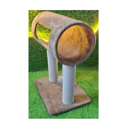 2 Pole Round Brown Scratching Post ( Length 12 x Width 16 & Height 21) Inches