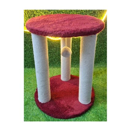 3 Pole Round Red Scratching Post ( Length 12 x Width 16 & Height 19) Inches